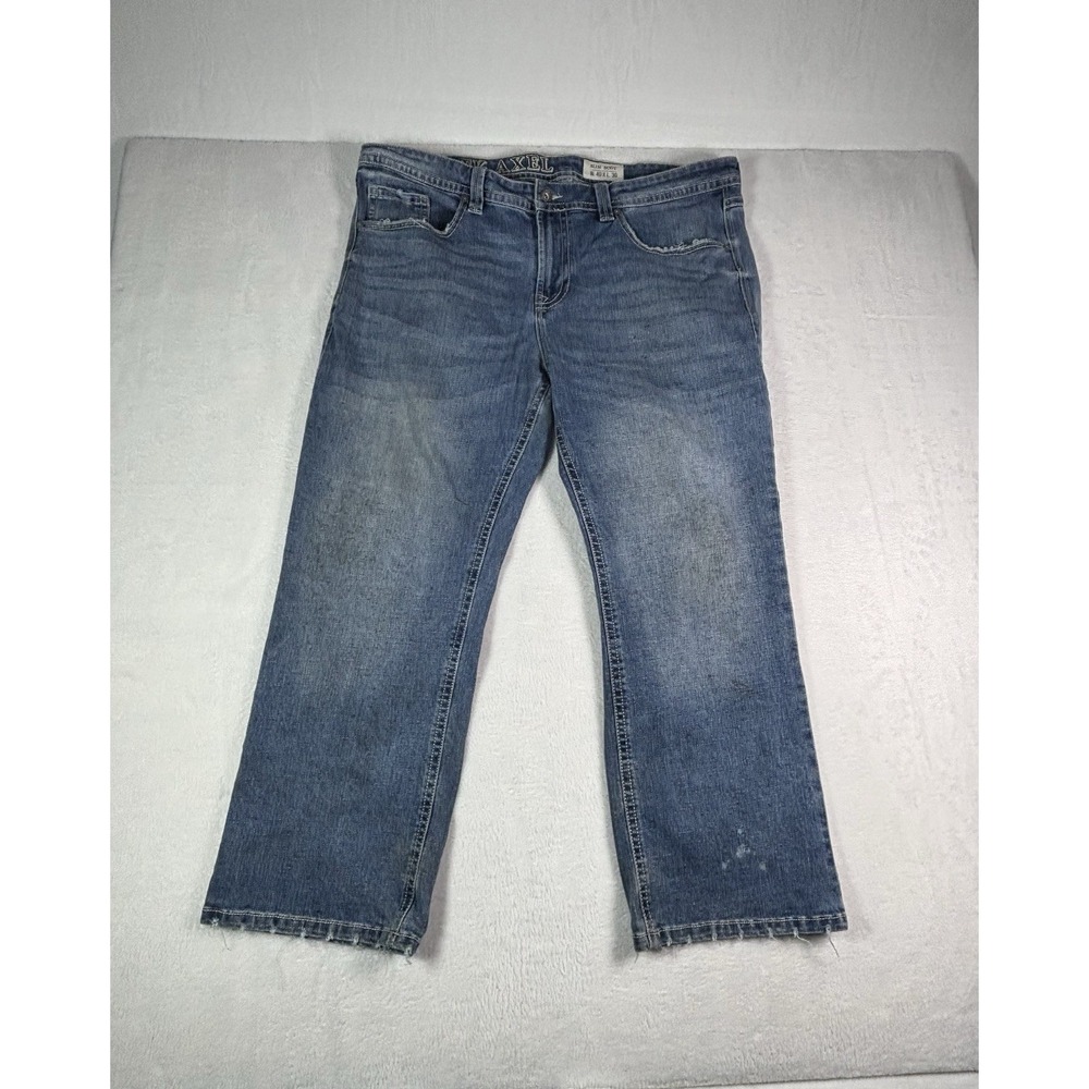 TK Axel Jeans Mens 40x30 Blue Slim Boot Denim Straight Leg Casual Distressed